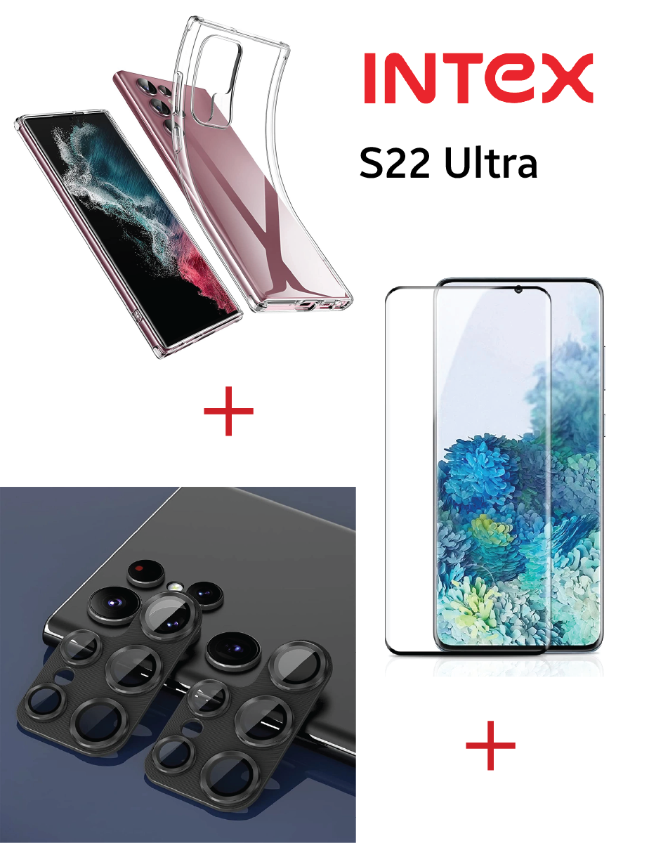 INTEX - Screen Protector / Back Clear Case Cover / Lense cover for S22 ULTRA - Bundle Pack