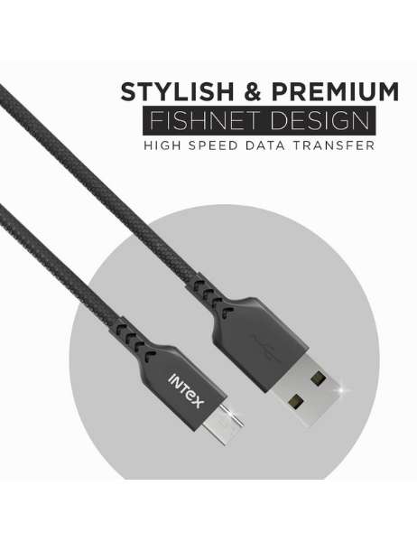 INTEX Speed 3.0 Micro USB Cable 1.5M - Black, High-Speed Data Transfer at 480 Mbps - eDubaiCart
