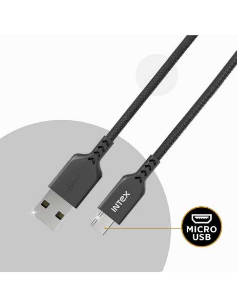 INTEX Speed 3.0 Micro USB Cable 1.5M - Black, High-Speed Data Transfer at 480 Mbps - eDubaiCart