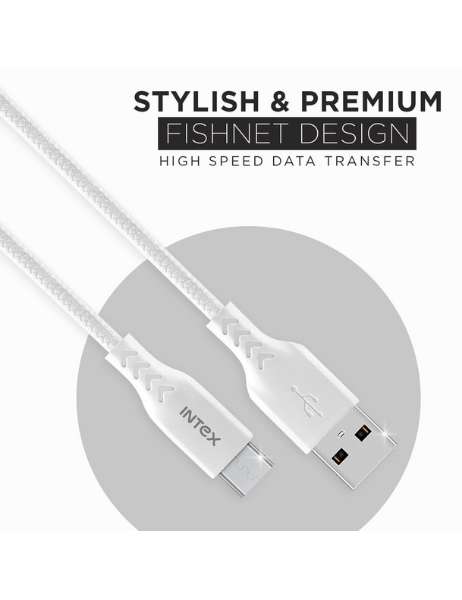 INTEX Speed 3.0 Micro USB Cable 1M - White - eDubaiCart