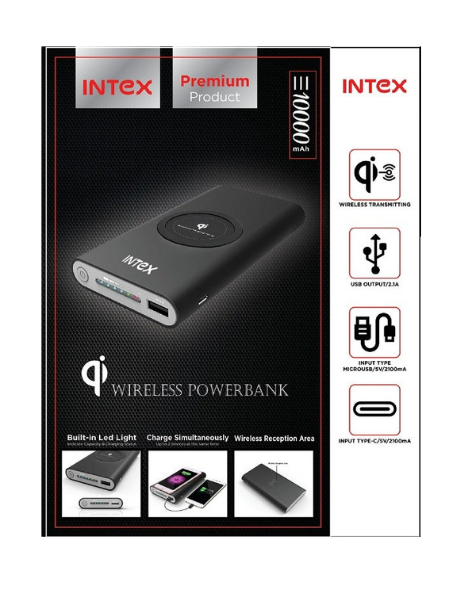 INTEX QI Wireless Power Bank - 10000 Mah - eDubaiCart
